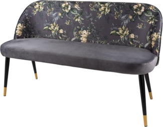 riess-ambiente Sitzbank PRÊT-À-PORTER grau / schwarz (Einzelartikel, 1-St), Wohnzimmer · Samt · Metall · florales Design · Retro