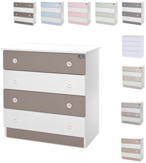 Lorelli Kommode Dresser 81 x 50 x 86 cm, 4 große Schubladen, schnelle Montage dunkelbraun weiß