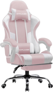 GTPLAYER Bürostuhl Gaming Stuhl Massage Gaming Sessel Ergonomischer Gamer Stuhl mit Fußstütze, Kopfstütze Massage-Lendenkissen, Gepolstert Game Chair, Drehsessel Stoff