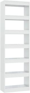 vidaXL Bücherregal/Raumteiler Hochglanz-Weiß 60x30x198 cm 811688