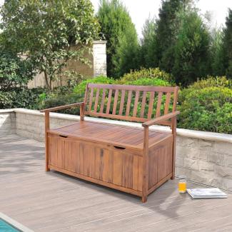 Gartenbank Avezzano mit Staufach 130x60x88cm Akazie FSC®-zertifiziert [en. casa]