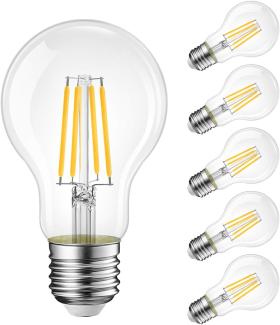 LVWIT 11W E27 Filament LED Glühfaden A60, ultrahell 1521 LM, 2700K Warmweiß, ersatz für 100W Glühlampe, nicht dimmbar, Rustikalampe in Kolbenform, Filamentstil klar (6er Pack)