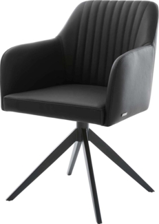 Drehstuhl Greg-Flex Echt-Leder Schwarz Kreuzgestell breit Schwarz 360° drehbar Wippfunktion Taschenfederkern