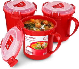 sistema Aufbewahrungsbox Sistema Microwave Suppentasse, 656 ml, BPA-frei, rot, 3 Stück