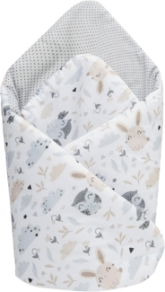 Medi Partners Steckkissen 100% Baumwolle 75x75 cm Einschlagdecke Babyhörnchen doppelseitig weich ganzjährig multifunktional antiallergisch Babys (Eine Lichtung mit Tieren)