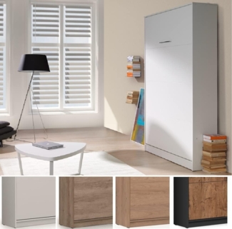 QMM TraumMöbel Schrankbett Wandbett VB 120 x 200 (Möbelstück, 1-St, Schrankbett) vertikal klappbar