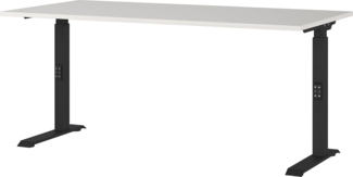 Germania Schreibtisch 7911-581, in Lichtgrau/Schwarz, me. höheneinst, 160 x 91 x 80 cm (BxHxT)