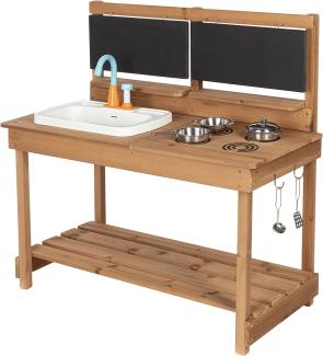 ONVAYA® Matschküche Braun Spielzeug-Gartenset »Matschküche aus Holz, Outdoor Spielküche mit Waschbecken und schwarzer Tafel, Inklusive Stauraum in der Kinderküche für Draußen