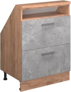 Dachschrägenschrank Rion Beton/Goldkraft Eiche mit 2 Schubladen Vicco