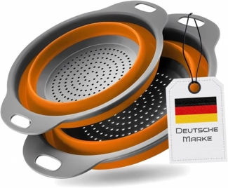 König Design Seiher 2er Set Faltbares Küchensieb Nudelsieb, Silikon / Kunststoff, (Set, 2-St, 2 Größen), Seiher Sieb, Küche Silikon Klappbar Abtropfsieb Nudelsieb