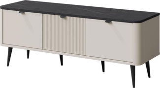 TV-Lowboard Rotevio 3K RE14 (Farbe: Cashmere / Cashmere + Steingrau)