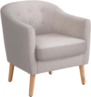 Vasagle Sessel, Relaxsessel, Fernsehsessel, Loungesessel, aus Stoff, mit gepolstertem Sitzkissen, Beine aus Massivholz, modern, für Wohnzimmer, Esszimmer, Gästezimmer, Büro, beige