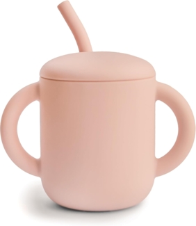 Mushie Trinklernbecher mit Strohhalm – Blush Blush
