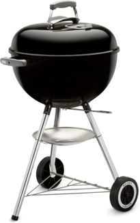 Weber Classic Kettle Holzkohlegrill, Ø 47cm Grillfäche, BBQ Grill mit porzellanemaillierten Deckel & Kessel, Deckelthermometer, Dreibein-Ständer & Räder, verchromter Grillrost - Schwarz (1241304)