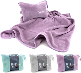 Wohndecke Reise-Set Reisedecke und Nackenkissen aufblasbar, heimtexland, kompakt und leicht - perfekt für Flug Reise Auto Wandern