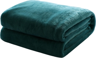 Mixibaby Kuscheldecke Flauschige extra weich & warm Wohndecke Flanell Fleecedecke, Falten beständig/Anti-verfärben als Sofadecke oder Bettüberwurf, Größe:150x200 cm, Farbe:Dunkelgrün