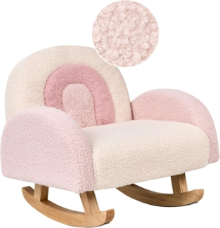 Kinderschaukelstuhl Regenbogen OMBO Bouclé Pastellrosa
