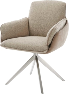 Drehstuhl Luan-Flex mit Armlehnen Materialmix Schlamm Kreuzgestell breit Edelstahl 360° drehbar Wippfunktion