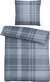 Traumhaft schlafen - Castell - Markenbettwäsche Feinbiber Bettwäsche 0030981 KARO, marine, 1x 155x200 cm + 1x 80x80 cm