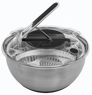 Salatschleuder mit Hebel, Edelstahlschüssel + Salatzentrifuge, 3,5 L