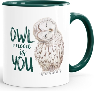 MoonWorks Tasse ''Kaffee-Tasse Eule Owl I need is you Liebe Spruch Geschenk Valentinstag Weihnachten Ehe Partnerschaft MoonWorks''