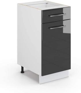 Küchenunterschrank Fame-Line Anthrazit Hochglanz 40 cm ohne Arbeitsplatte Vicco