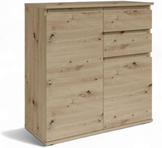 Brest Kommode in Artisan Eiche Optik - Modernes Sideboard mit viel Stauraum - 80 x 84 x 35 cm (B/H/T)