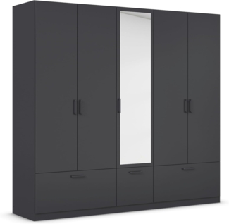 rauch Drehtürenschrank Bari mit Schubkästen und Spiegel mittig, Metallgriff in Graumetallic