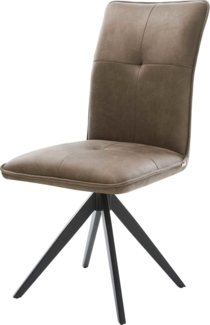 Esszimmerstuhl Maddy-Flex Mikrofaser Taupe Vintage Kreuzgestell kantig Schwarz
