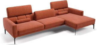 Sofanella Eckcouch SALERNO Stoffbezug Eckgarnitur Ecksofa in Cognac XL: 308 x 157 Breite x 97 Tiefe
