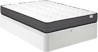 Vente-unique - Komplett-Set - 120 x 200 cm - Bettgestell mit Bettkasten + Taschenfederkernmatratze - Stärke 20 cm - Weiß - AMBRACIE von YSMÉE