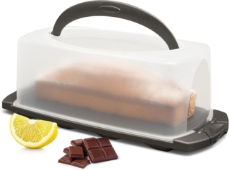 Hausfelder Kuchentransportbox Kuchentransportbox rechteckig (Kastenkuchen), Kunststoff, (Set, 1-tlg, 1 Box), Transportboxen mit Deckel