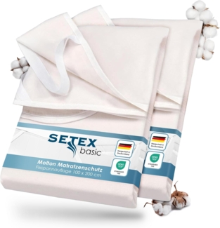 SETEX Molton Matratzenschutz, Doppelpack, Eckgummis, 100 % Baumwolle, Naturfarben, 100x200 cm Doppelpack