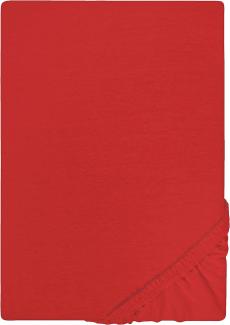 Biberna Jersey-Spannbetttuch, 100 % Baumwolle, Rot, 1x 90x190 cm - 100x200 cm