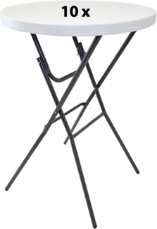 10x Stehtisch klappbar Ø 80 cm Tischplatte Höhe 110 cm Stahlgestell Partytisch Bistrotisch in Weiß