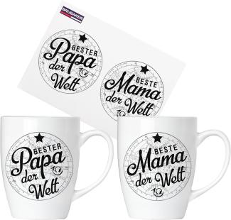 Beste Mama Bester Papa der Welt Tassen aus Keramik - Grußkarte und Geschenkpackung