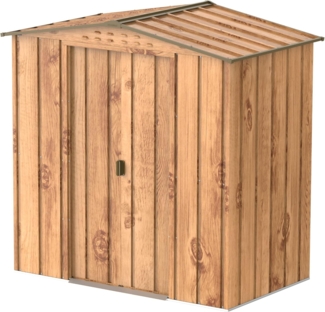 Duramax TOP 6x4 (2.17 m²) Metall gerätehaus, hergestellt aus verzinktem Stahl, verstärkte Dachkonstruktion, wartungsfreies und witterungsbeständiges Metallgerätehaus, Geräteschuppen, Holzmaserung