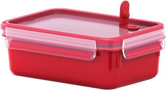 Emsa Mikrowellendose Clip & Micro 517773 | Mikrowellenventil | 1,0 L | Lunchbox | Integrierte Maßeinteilung | Made In Germany | Rot/ Transparent