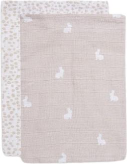 Jollein Dotted / Rabbit Hydrophile Waschlappen Nougat 2 Stück Beige