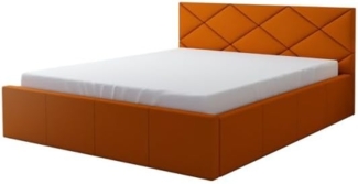 Polsterbett VIGI 90x200 mit Matratze, Bettkasten und Lattenrost. Farbe: Orange 17