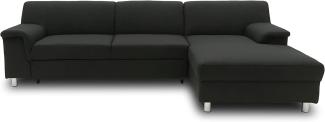 DOMO Collection Junin Ecksofa, Sofa in L-Form mit Schlaffunktion, Couch Polsterecke, Moderne Eckcouch, schwarz, 251x150 cm