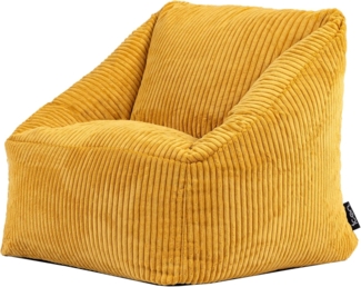 Icon Sitzsack Flauschig für Kinder „Morgan“, Gelb, Cord Kindersitzsack, Groß, Sitzsack Sessel Kinder mit Füllung