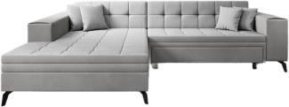 Designer Sofa Frida mit Schlaffunktion Samt Hellgrau Links