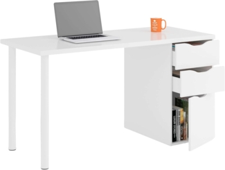 Wendbarer Schreibtisch mit Kommode mit zwei Schubladen und einer Tür, Farbe weiß, Maße 138 x 74 x 60 cm