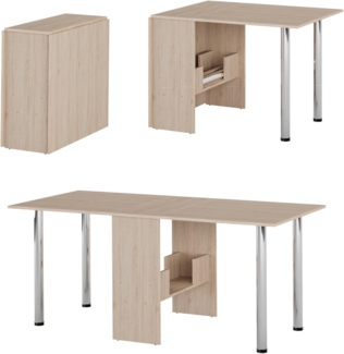 Rodnik Esstisch "Amelie", Eiche Sonoma, Funktionstisch, Spanplatte, platzsparend, ausklappbar, 170cmx81cm