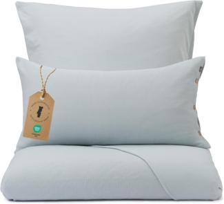 Urbanara Partnerbettwäsche Bettwäsche-Set Medelo I 100% Baumwolle, Jersey, 3 teilig, Weiche Jersey Bettwäsche mit Waffelstruktur & Kokosnussknöpfen