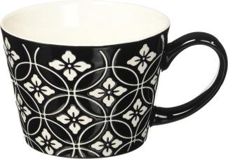 Excelsa Tasse & Co. Tasse Jumbo ml 415 Blume Rhombus, Porzellan, Schwarz, 11 x 11 x 8 cm