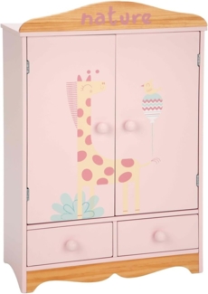 ARIAS Holzschrank aus der Kollektion Nature mit fünf Kleiderbügeln und Zwei Schubladen, Maße: 40 x 20,50 x 61 cm, Spielzeug für Kinder ab 3 Jahren (ARI21581)