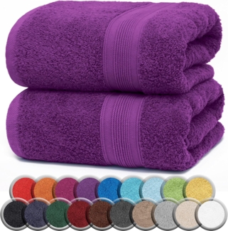 NatureMark 2er Pack SAUNATÜCHER/BADETÜCHER – Premium Qualität 80x200 cm – Sauna-Handtuch 100% Baumwolle – Farbe: Lila