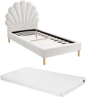 Vente-unique - Bett Muschelbett + Matratze - 90 x 190 cm - Samt - MOANA